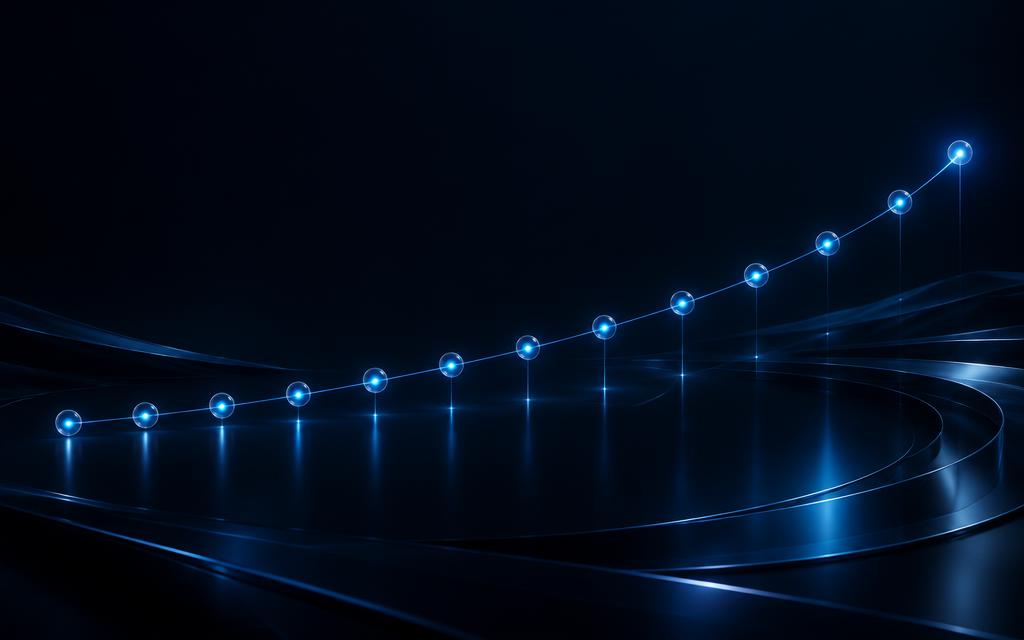 Ascending illuminated timeline representing twelve years in business