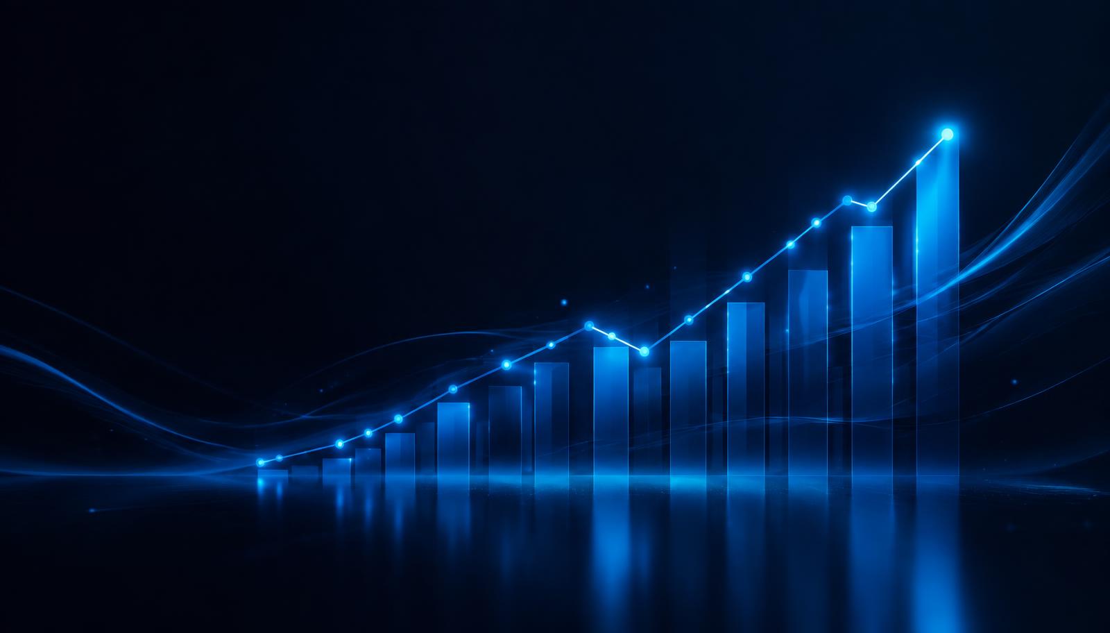 Abstract glowing blue growth chart
